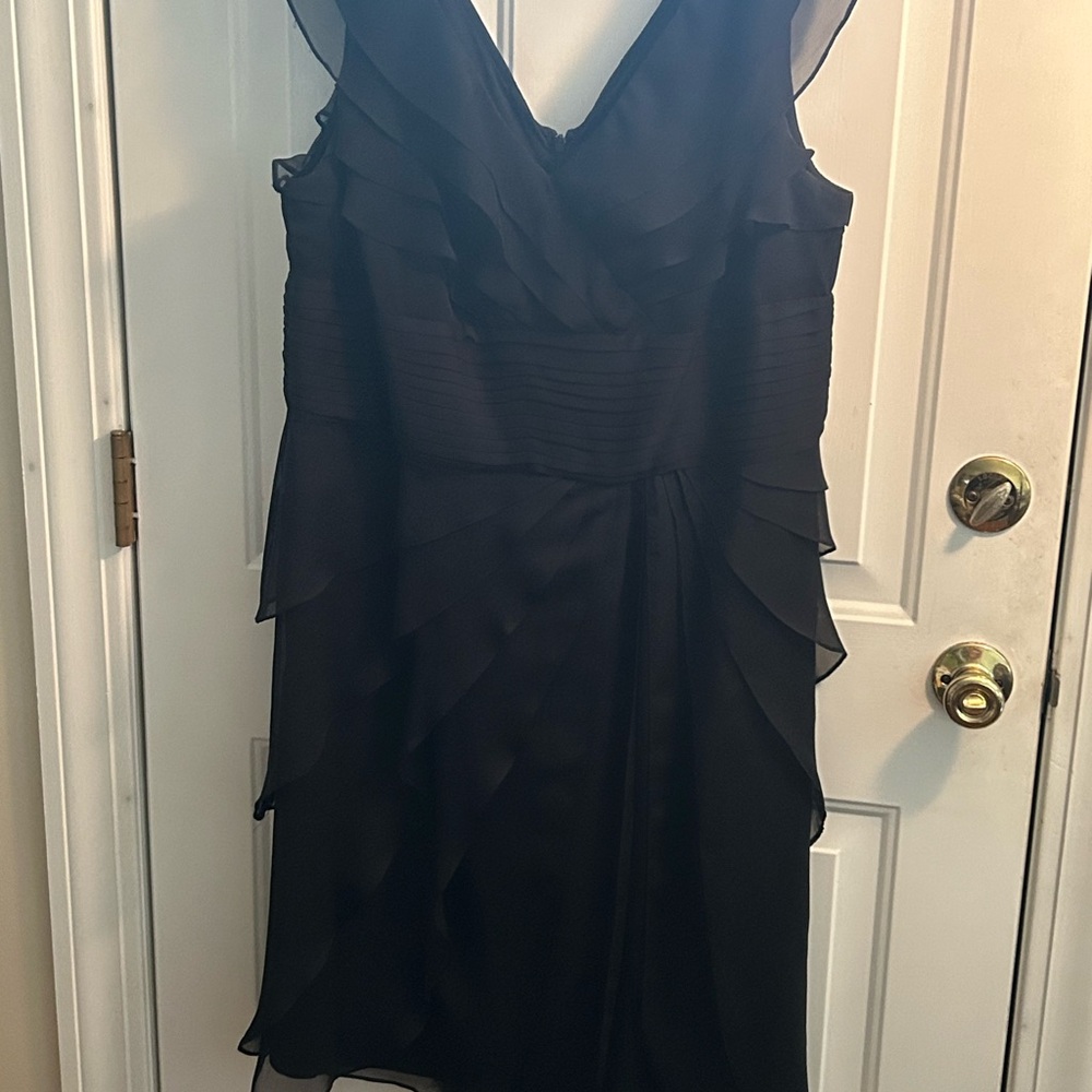 Adrianna Papell Elegant Black Ruffle Dress